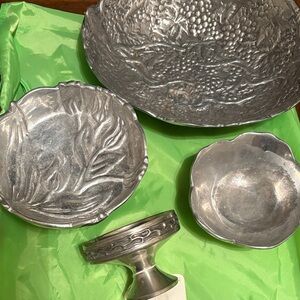 Elegant Pewter candle holder and Decorative Bowls Set (Norway)